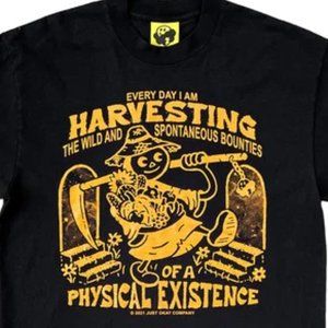 Just Okay Black "Harvesting" Short Sleeve T-Shirt Unisex Size XL
